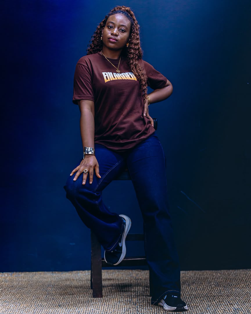 Woman Wearing Enlarged Tee